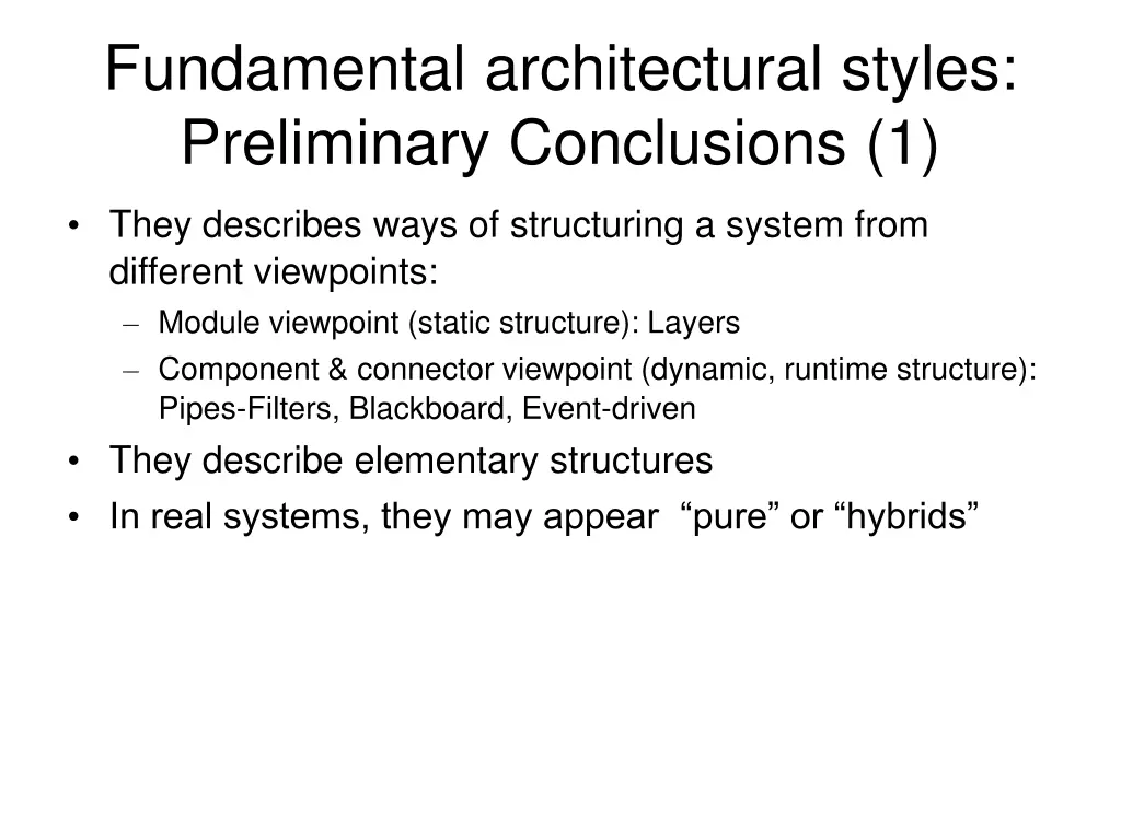 fundamental architectural styles preliminary