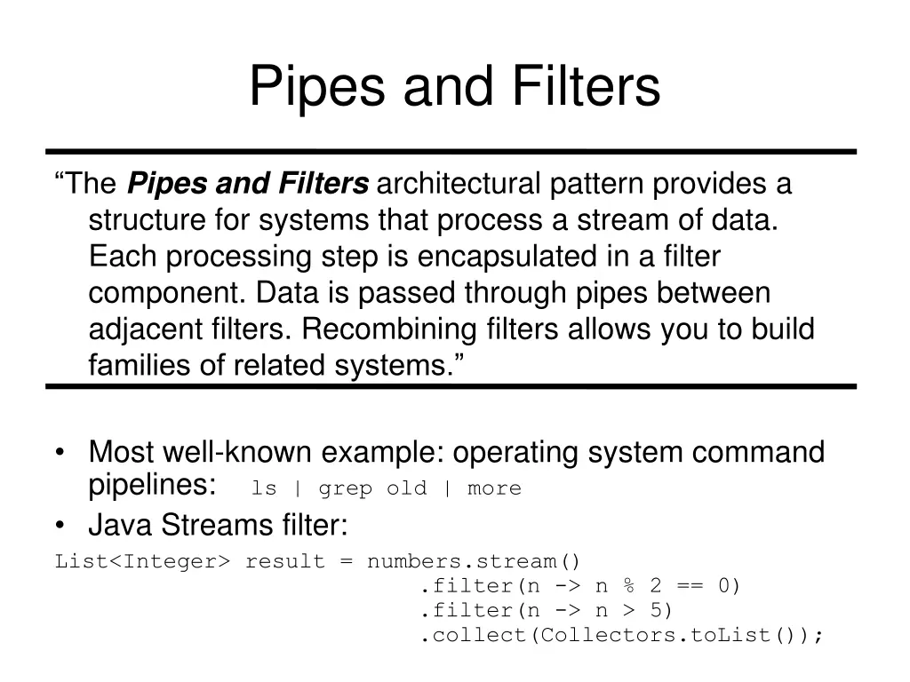 pipes and filters 1