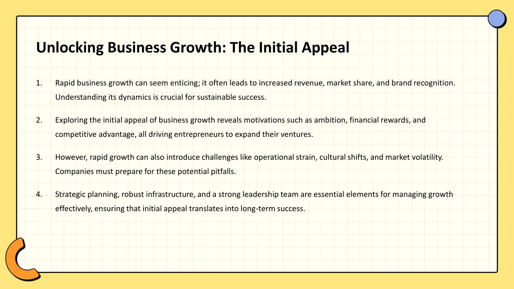 unlocking business growth the initial appeal