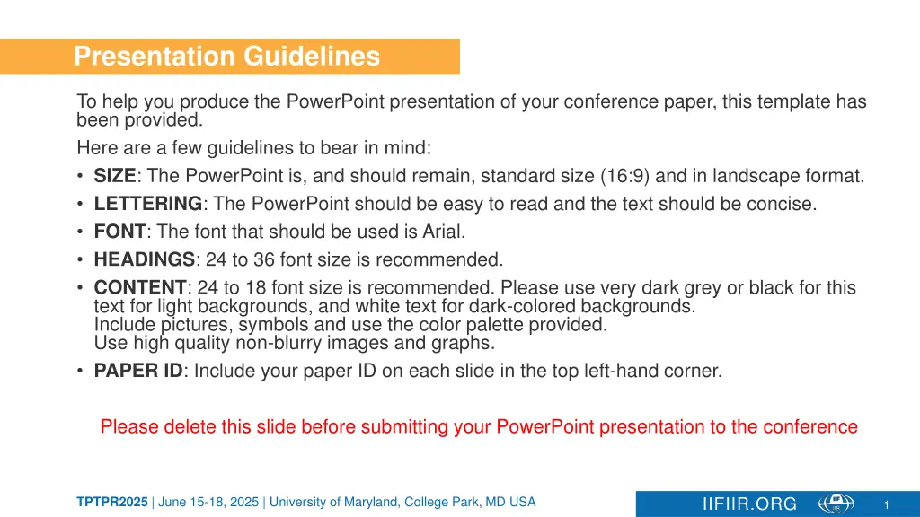 presentation guidelines
