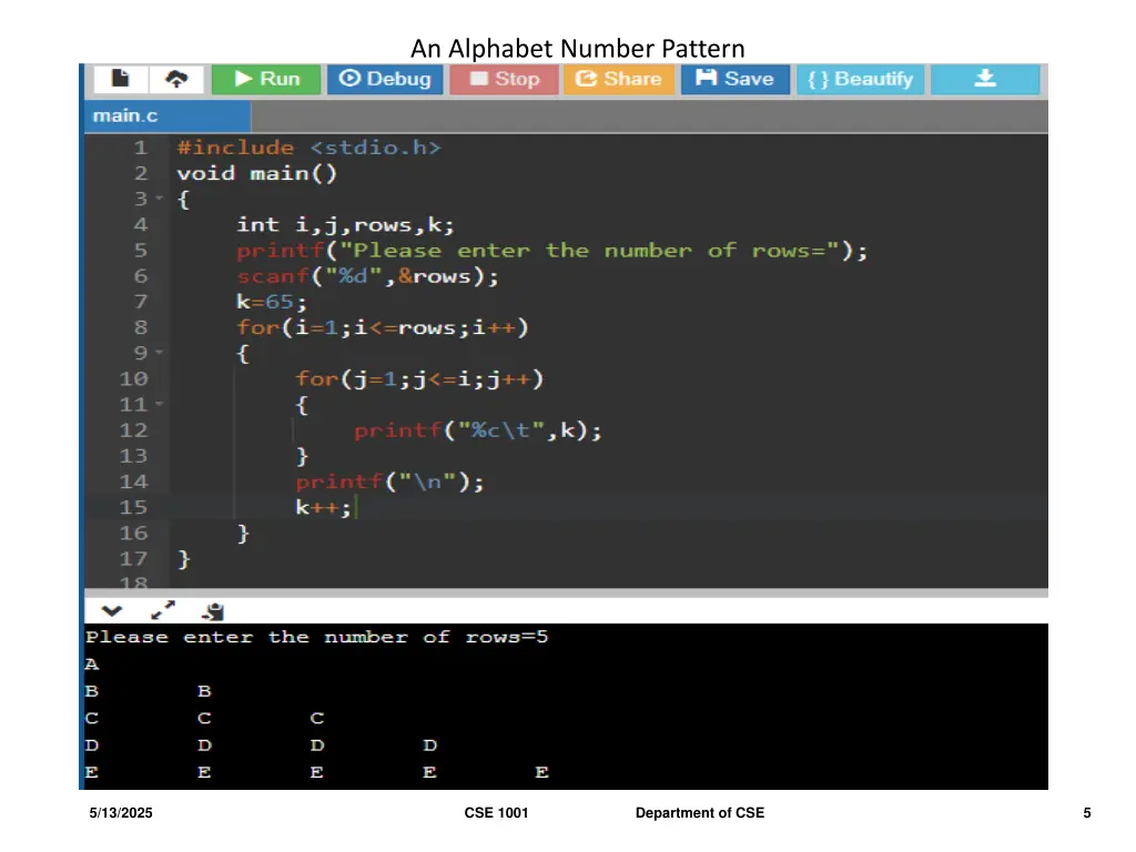 an alphabet number pattern