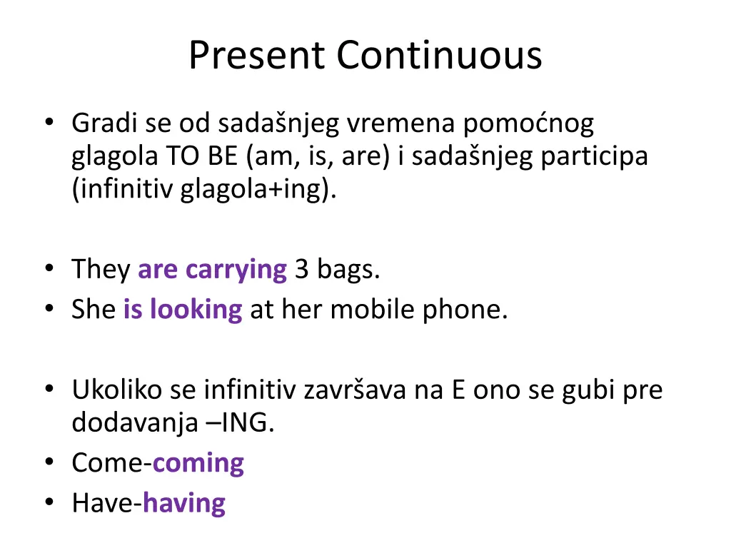 present continuous