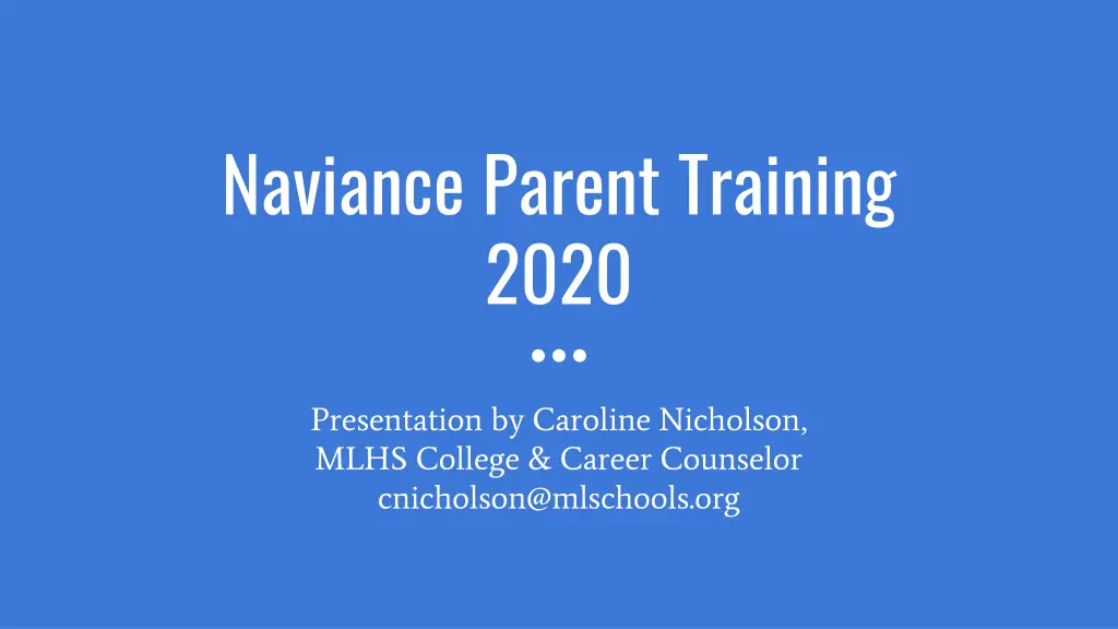 naviance parent training 2020