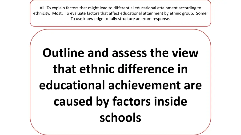 all to explain factors that might lead 1