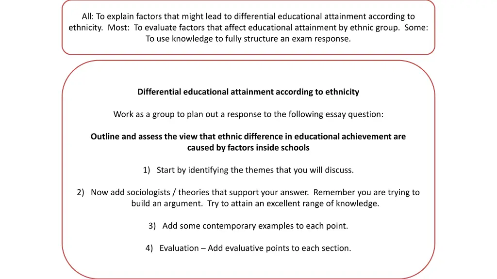 all to explain factors that might lead