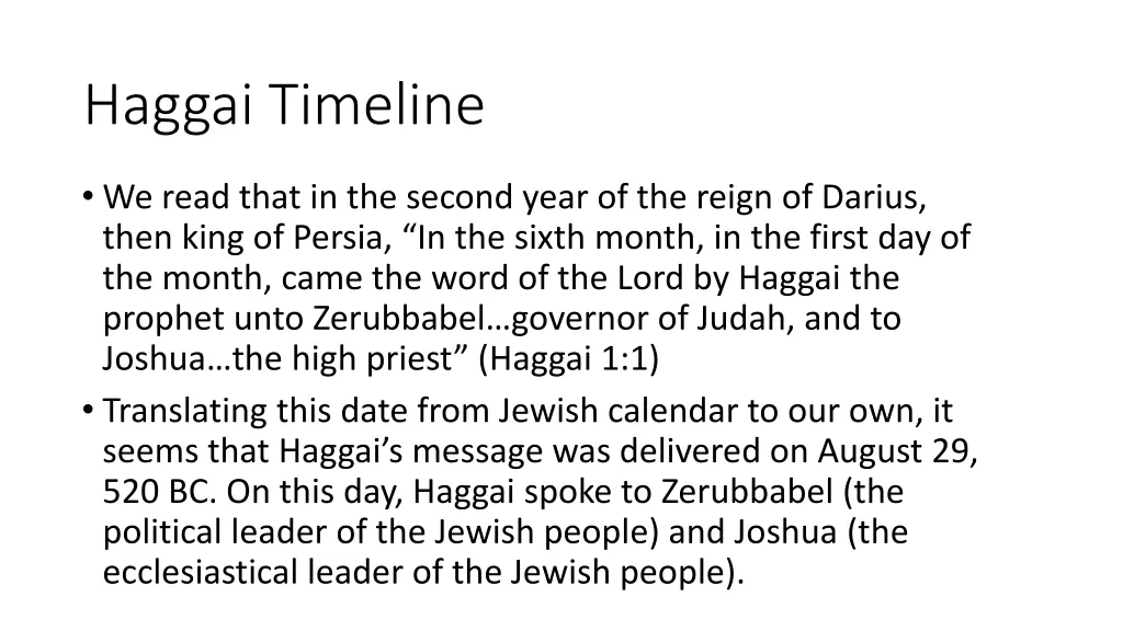 haggai timeline