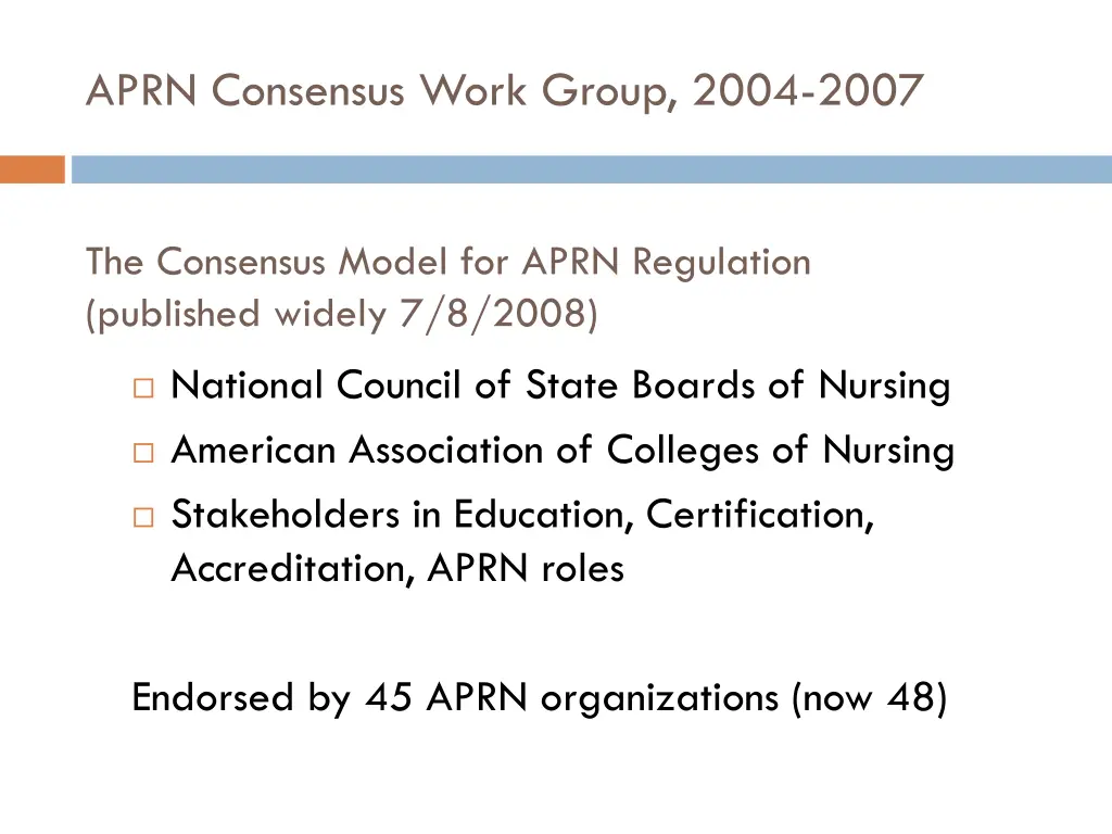 aprn consensus work group 2004 2007