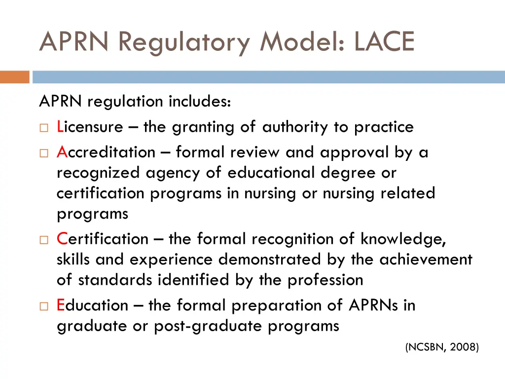 aprn regulatory model lace