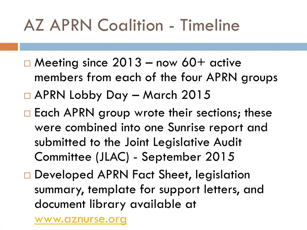 az aprn coalition timeline