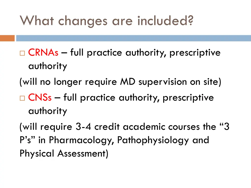 what changes are included 1