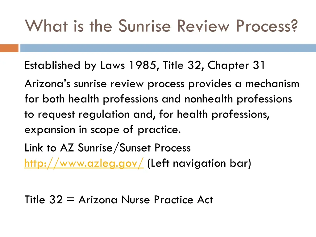 what is the sunrise review process