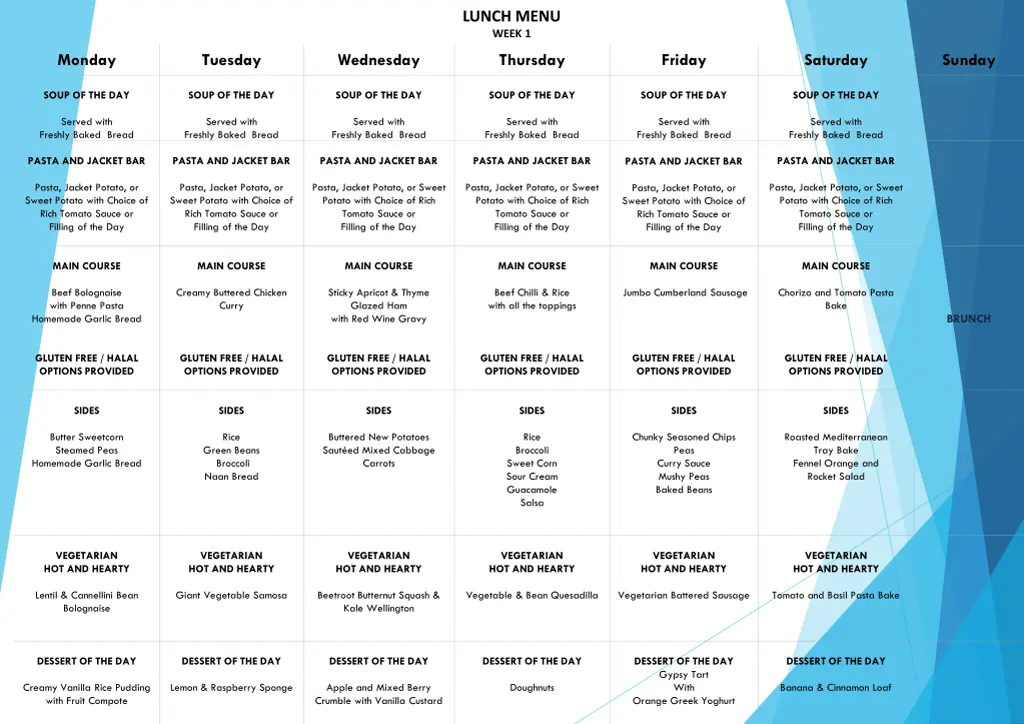 lunch menu week 1
