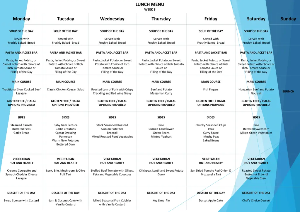lunch menu week 3