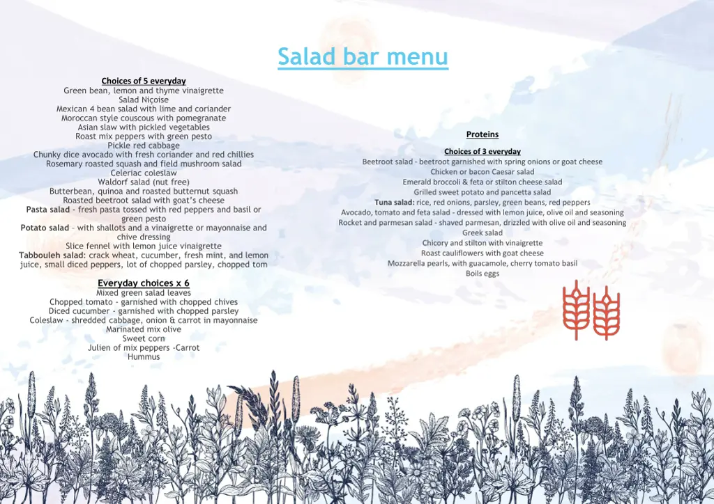 salad bar menu