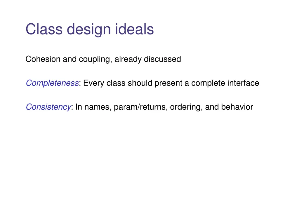 class design ideals