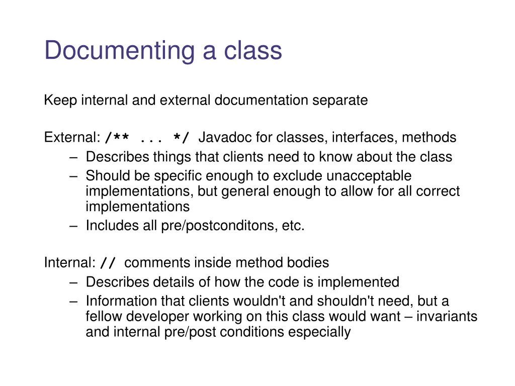 documenting a class