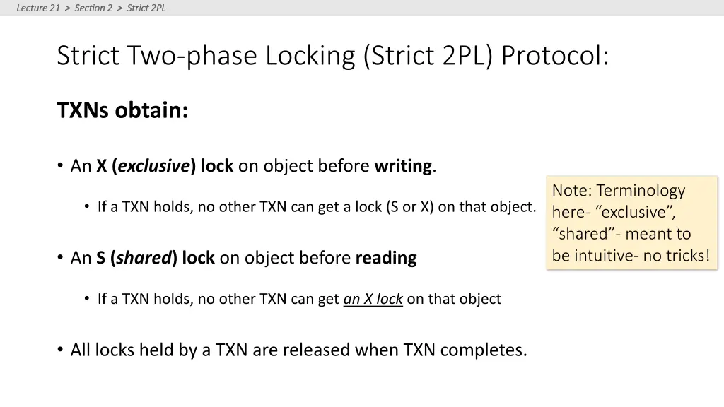 lecture 21 section 2 strict 2pl lecture 1