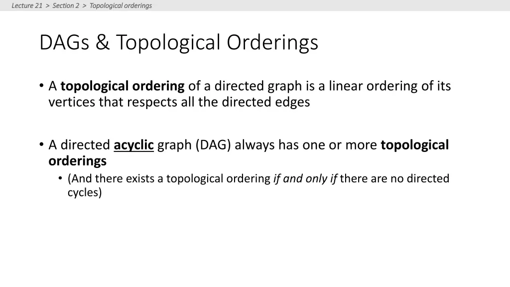 lecture 21 section 2 topological orderings
