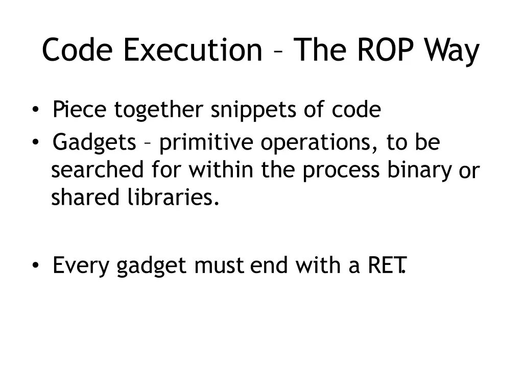 code execution the rop way