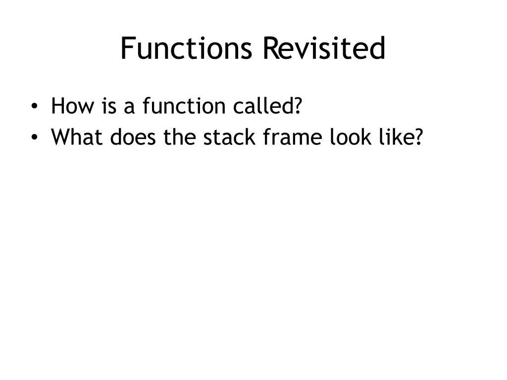 functions revisited
