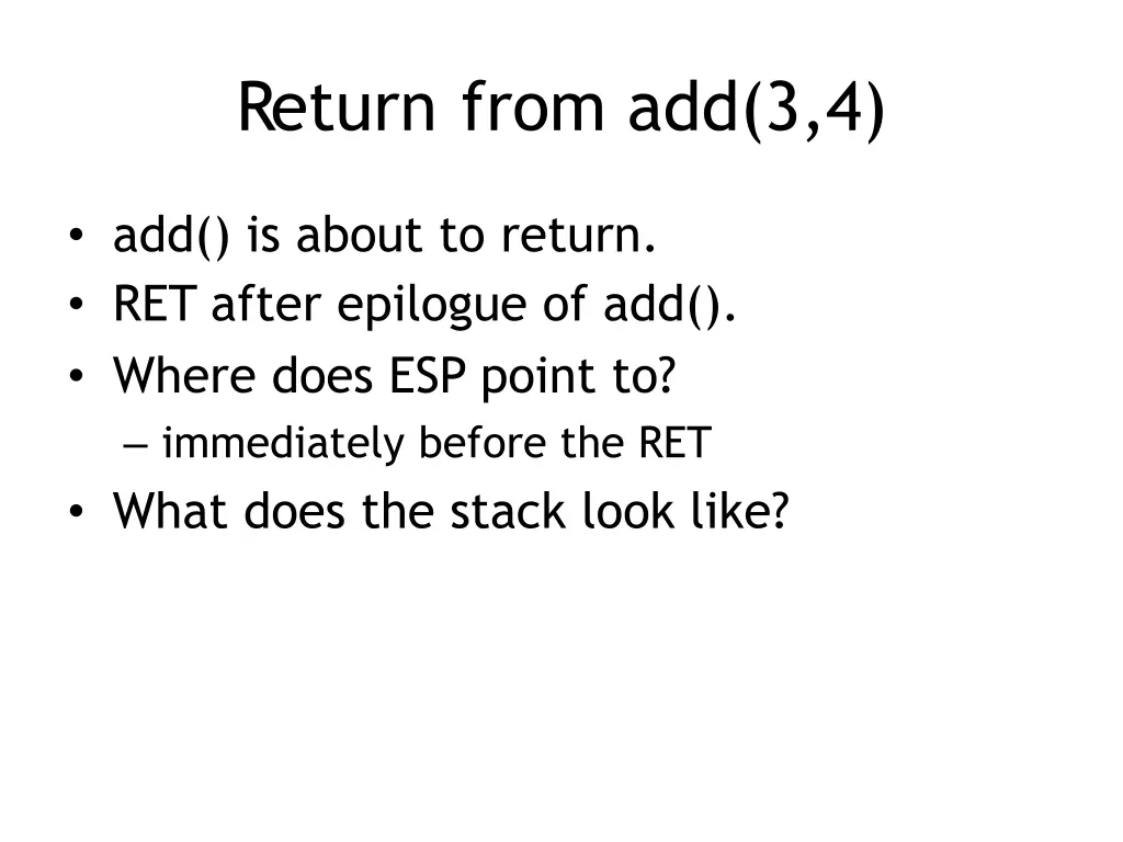return from add 3 4