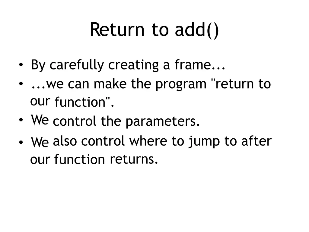 return to add 1