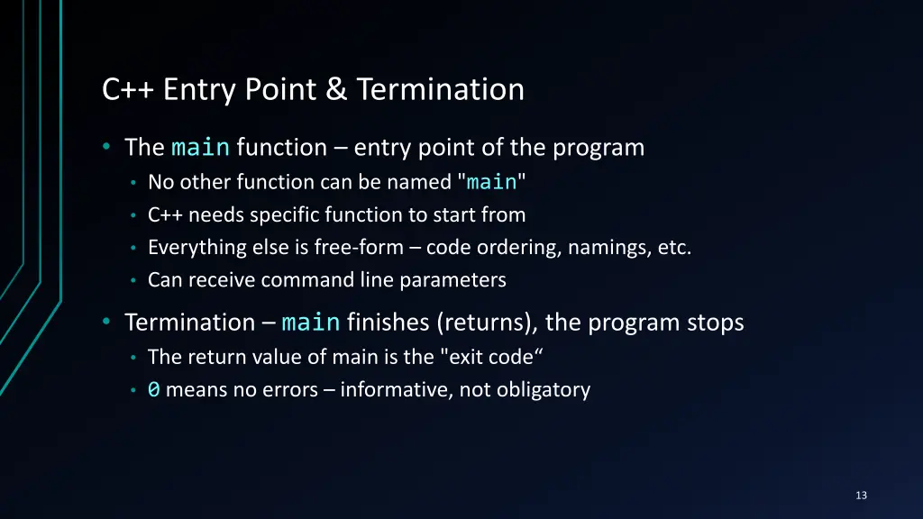 c entry point termination