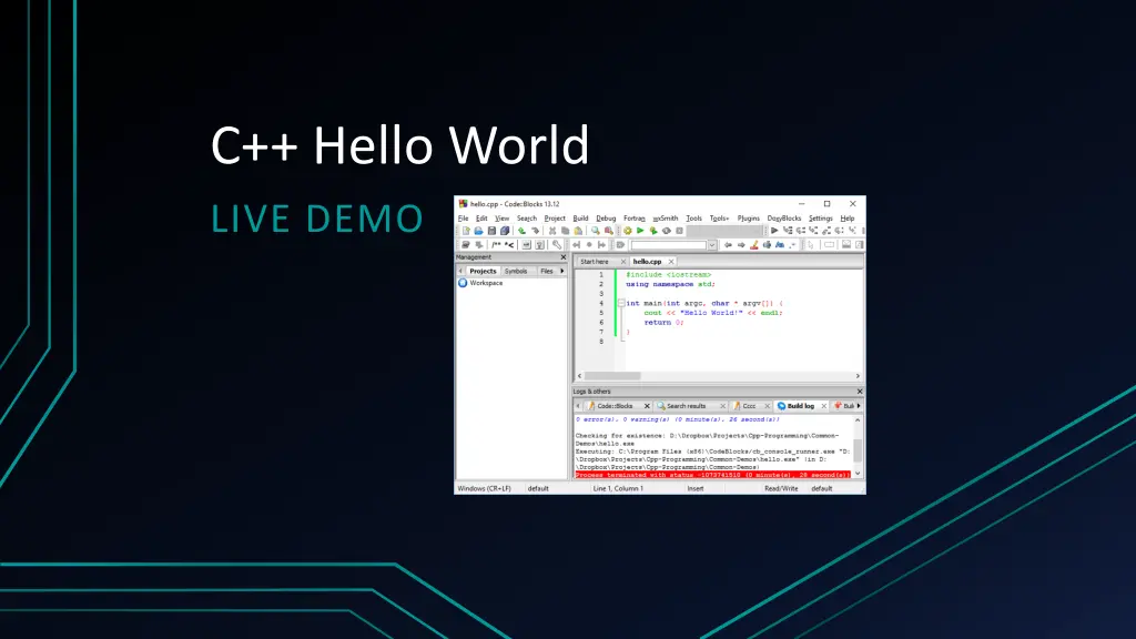 c hello world