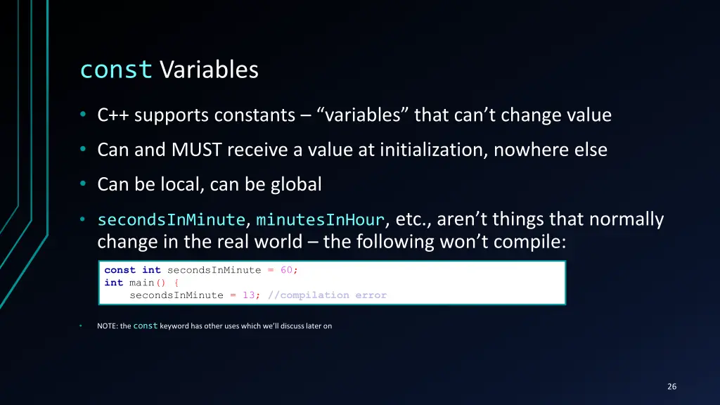 const variables