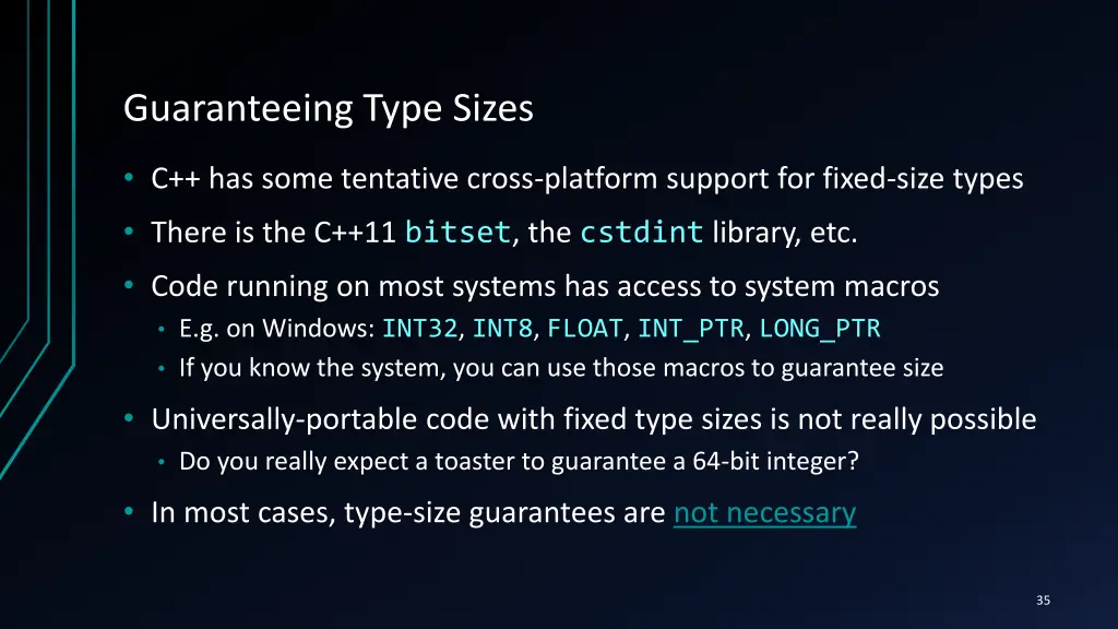 guaranteeing type sizes