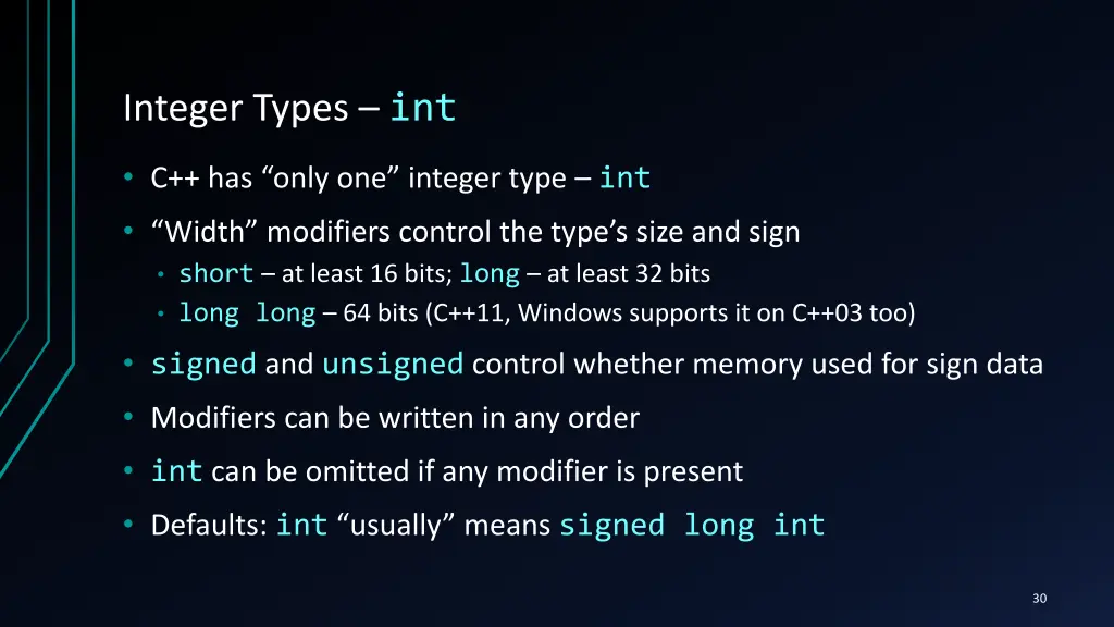 integer types int