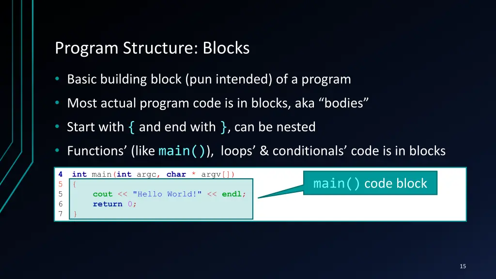 program structure blocks
