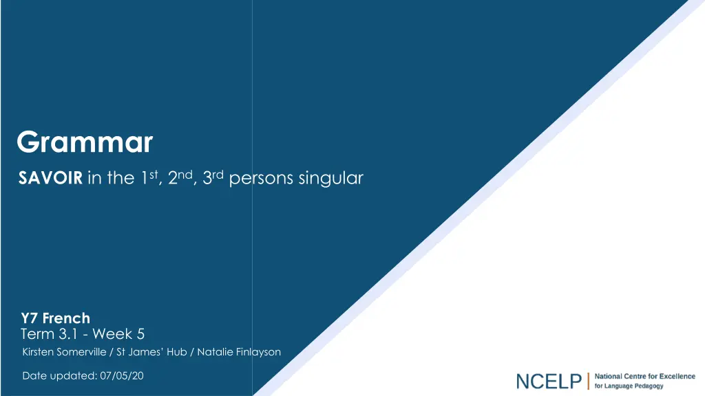 grammar savoir in the 1 st 2 nd 3 rd persons