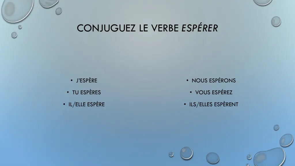 conjuguez le verbe esp rer