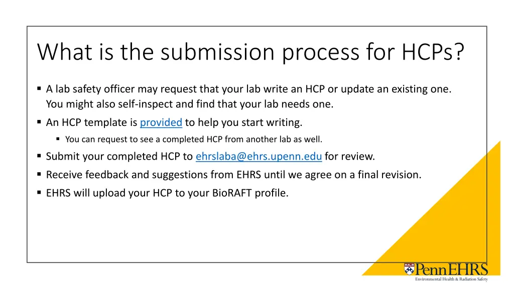 what is the submission process for hcps