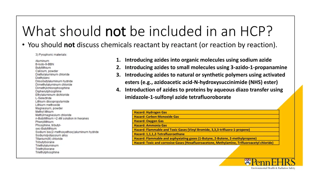 what should not you should not discuss chemicals