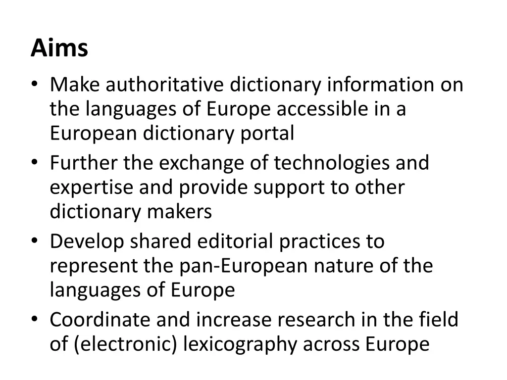 aims make authoritative dictionary information