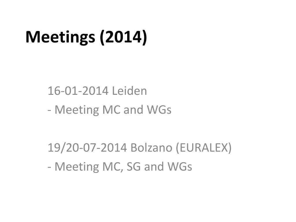 meetings 2014