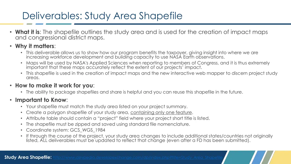 deliverables study area shapefile