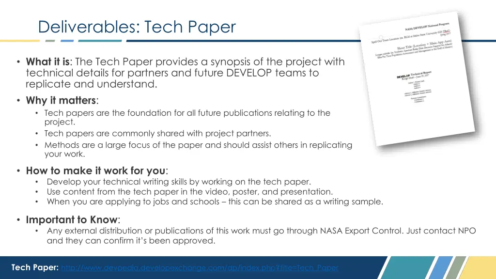 deliverables tech paper