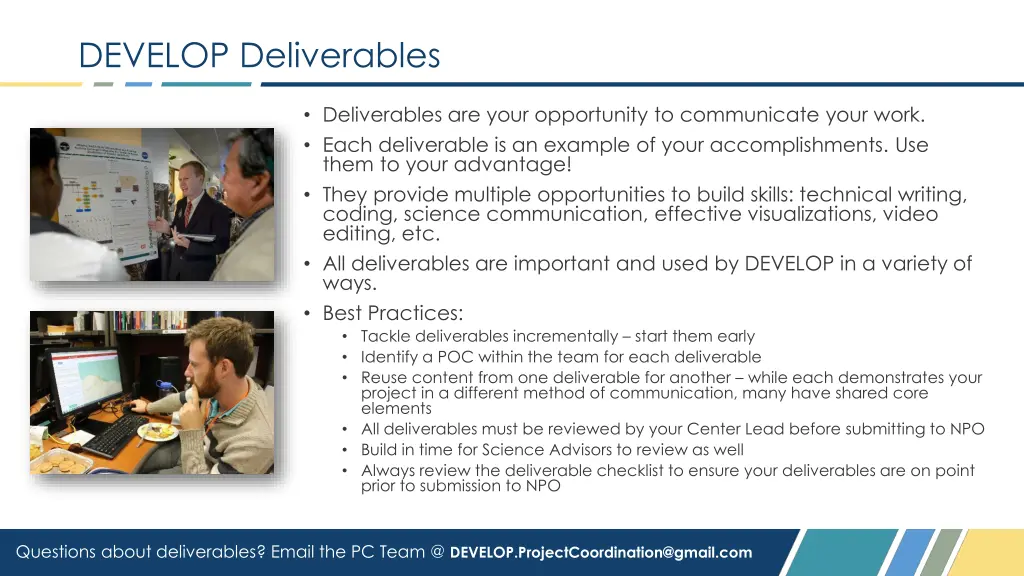 develop deliverables