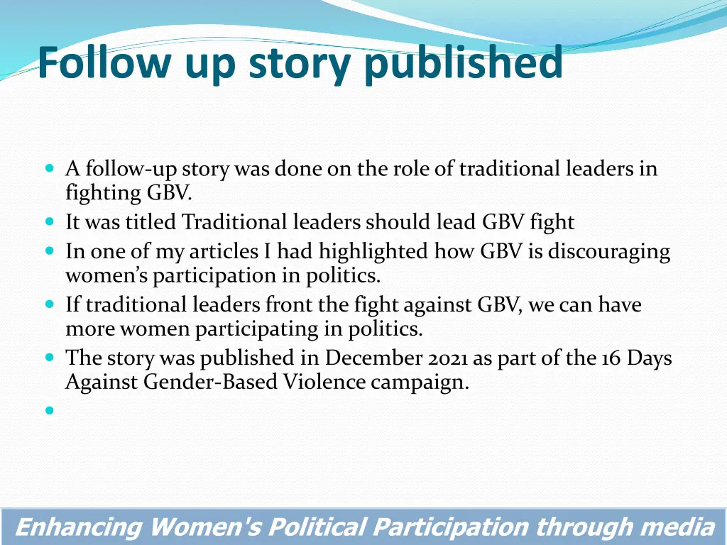 follow up story published