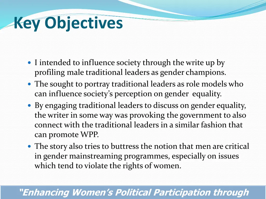 key objectives