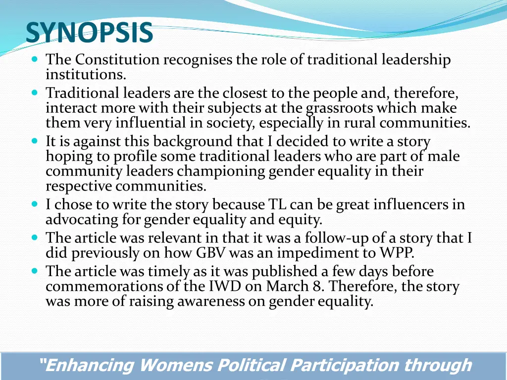 synopsis the constitution recognises the role
