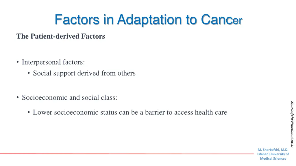 factors in adaptation to canc er
