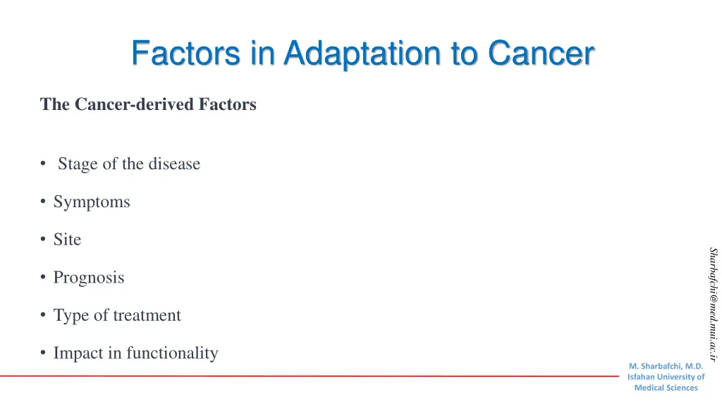 factors in adaptation to cancer 3