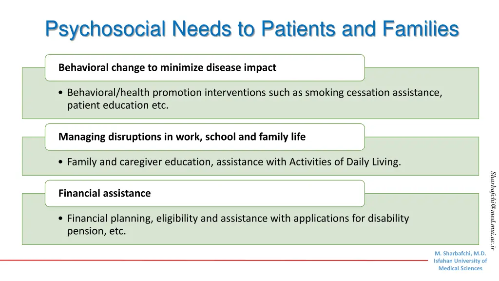 psychosocial needs to patients and families 1