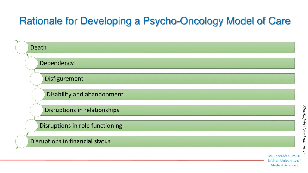 rationale for developing a psycho oncology model