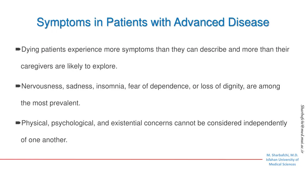 symptoms in patients with advanced disease