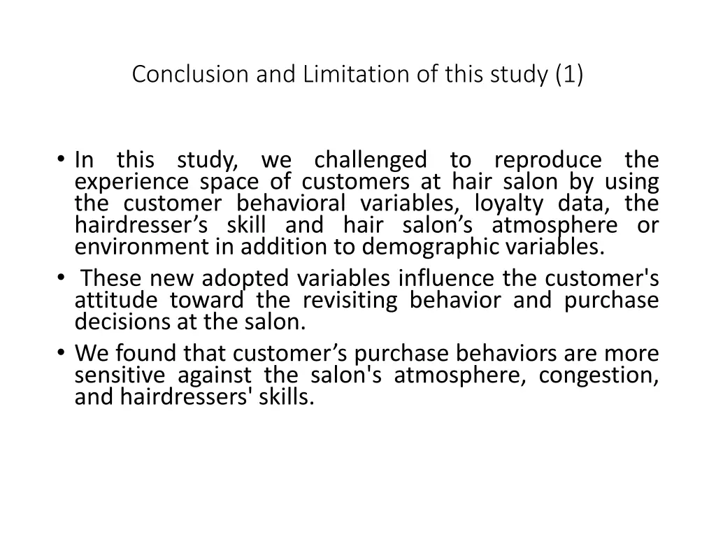 conclusion and limitation of this study 1